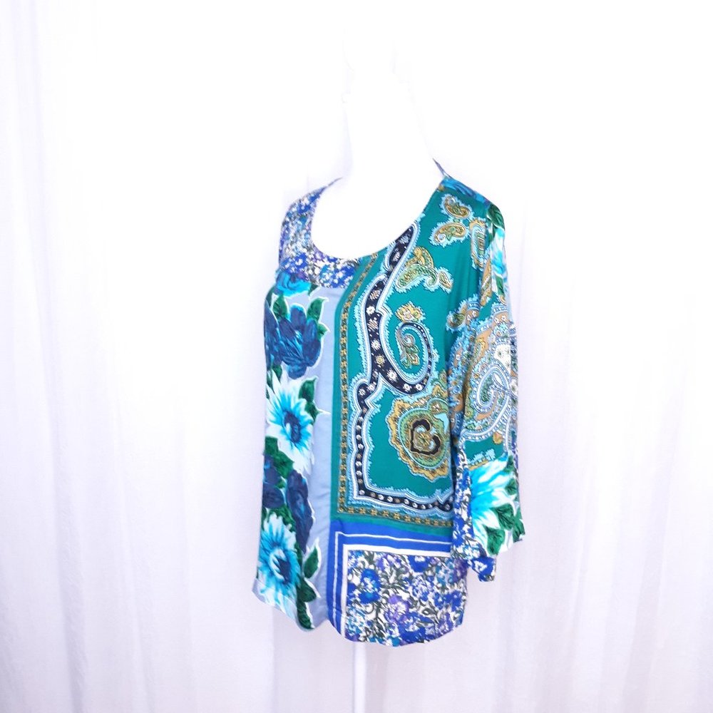 Tiny Ellery Blue Patchwork Blouse Flaw - image 4